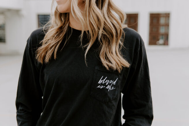 Blessed is She Long Sleeve Pocket Tee
